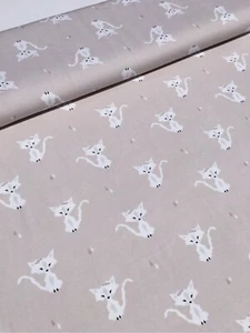 European organic cotton jersey fabric-Pink Cats-By The Yard - Picture 1 of 5