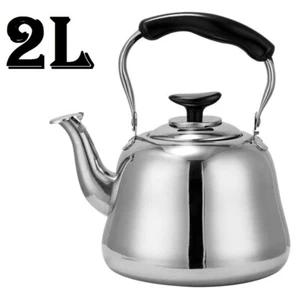 2L Whistling Kettle Stove Top Polished Teapot Camping Teakettle Stainless Steel - Picture 1 of 5