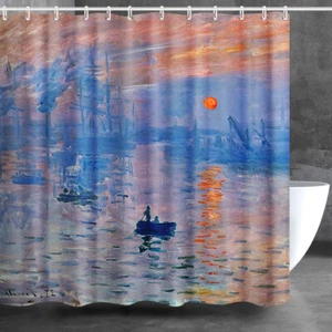 70"L×72"H Bathroom Shower Curtain Set with Hooks Impression Sunrise by Monet - Picture 1 of 7
