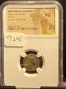 #A9245,Nero Decapolis Gadara rev Tyche Roman Empire NGC VG Seldom Seen Coin - Picture 1 of 2