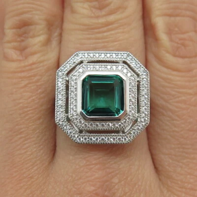 Anillo DSMK Plata de Ley 925 Real Verde Minta Amatista y C Z Talla 7 Foto 1 de 4