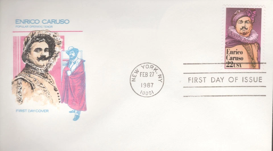 1987 FDC - Scott# 2250 - Enrico Caruso - Farnam Cachet - Image 1 of 1