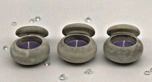 3 Pcs Set Tealight Holders Wax Candle Empty Pots & Lids Handmade Gift Home Grey - Picture 1 of 4