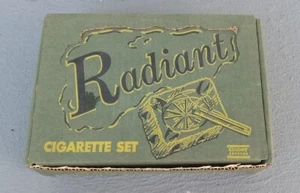 RADIANT Cigarette Smoking Set Crystal case + 4 Ashtrays COLONY Crystal USA MINT! - Picture 1 of 9