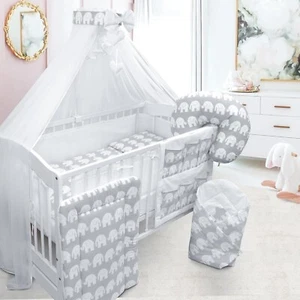 BABYMAM Juego de Cama Bebé Esencial 17 Piezas Cuna con Cajón y Colchón Elefantes - Imagen 1 de 9