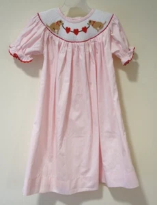NWT Pleats & Stitches Smocked Puppies & Hearts Bishop Dress Girl's Size 5 - Picture 1 of 2