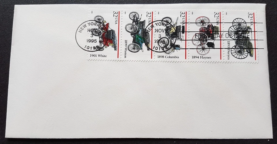 USA 1995 Vehicle Antique Automobiles Cars Stamps FDC (official issue) 美国古董车邮票首日封 - Image 1 of 3