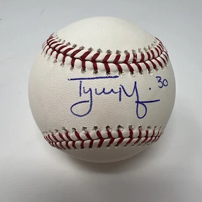 Tyler Naquin New York Mets Firmado Béisbol Guardianes Cincinnati Reds Automático Foto 1 de 4