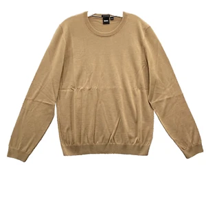 Hugo Boss Wool Sweater Men Med Beige Fine Italian Yarn Classic Corpcore Academia - Picture 1 of 15