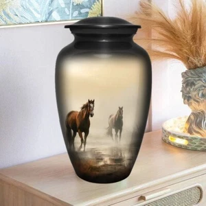 Horse Urn for Adult Ashes with Velvet Bag large Size. horse Group Decorative Urn - Picture 1 of 4
