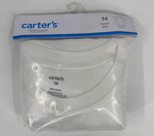 Carter's Unisex White 2 Pack 100% Cotton Short Sleeve Tee Shirts Size 14 New - Picture 1 of 10