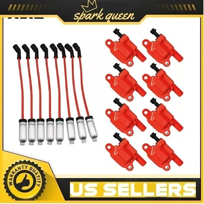 8 Pack Ignition Coil & Spark Plug Wire For 2007-14 GMC Sierra 1500 2500 3500 HD - Image 1 of 4