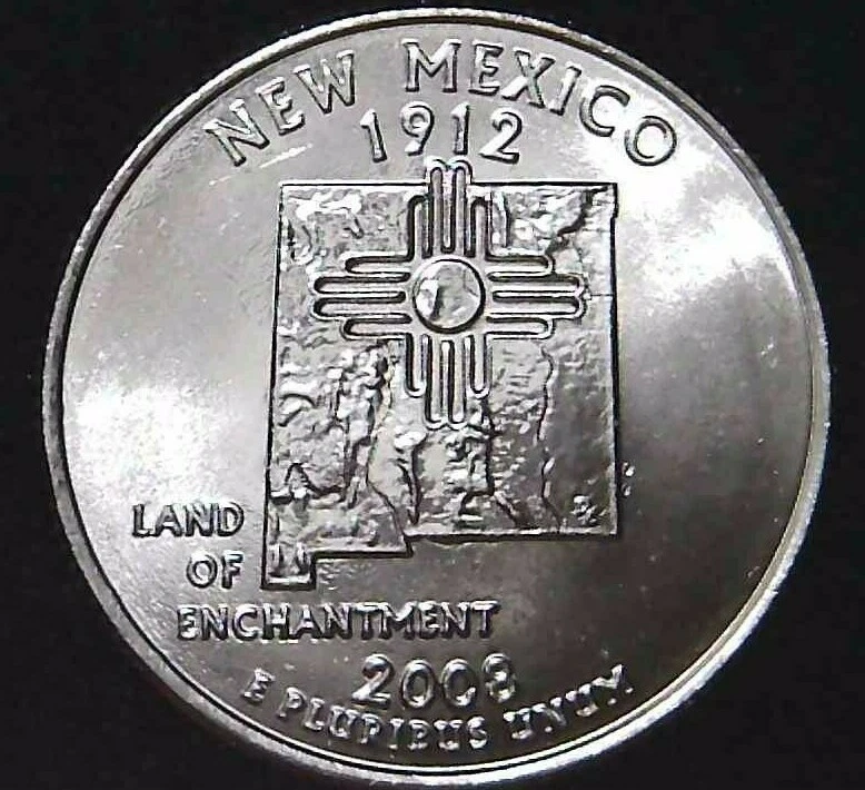 2008-D 25C State Quarter New Mexico BU CLAD 21ul1005-2 - Image 1 of 2
