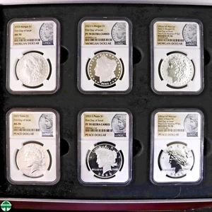 2023 Morgan and PEACE Dollars 6 coin Set NGC 70 - UNC, PROOF & REVERSE PROOF - Picture 1 of 14