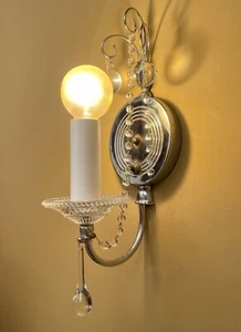 Vintage Beleuchtung PAAR 30er Jahre Chrom Kristall Deko Wandlampen. Neu verkabelt! - Bild 1 von 5