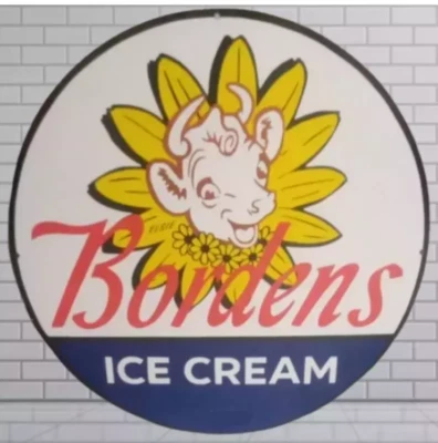 Borde ice cream Pure Porcelain Enamel Heavy Metal Sign 30 Inches Double Side - Image 1 of 2