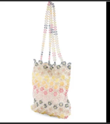 Bolso de Lona Cynthia Rowley Cuentas Arco Iris Transparente Flores Margarita Vidrio Etiquetas Nuevas Foto 1 de 4