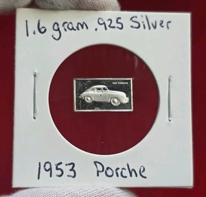 Vintage 1953 Porsche Sports Car - 1.6 Gram .925 Sterling Silver Mini Bar Ingot - Picture 1 of 2