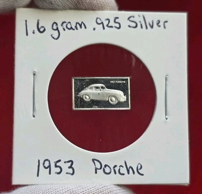 Vintage 1953 Porsche Sports Car - 1.6 Gram .925 Sterling Silver Mini Bar Ingot - Image 1 of 2