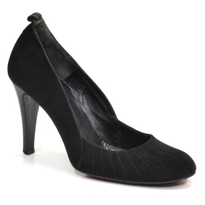 Womens Marc Jacobs Elegant Stitched Pumps 8 M Black Suede High Heel Shoes Italy - Image 1 of 4