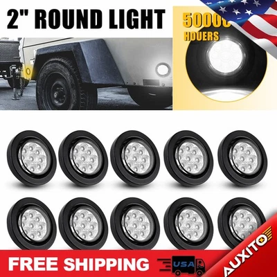 10x lâmpadas redondas 2" 9 redondas LED brancas marcador lateral preto com ilhó para Tru - Imagem 1 de 4