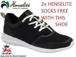 Henselite Men's HM74 Lawn Bowling Shoes. Black. 2x HENSELITE SOCKS - Picture 1 of 3