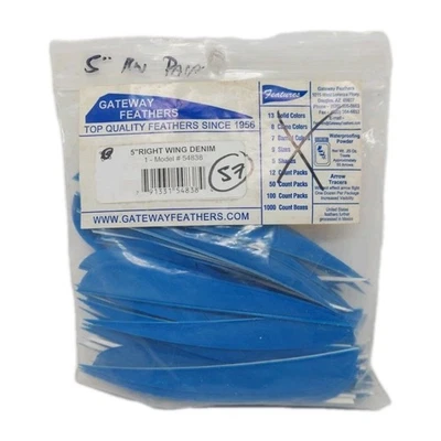 57 Count Gateway Plumas 5" Ala Derecha: Azul Denim Parabólico Foto 1 de 2