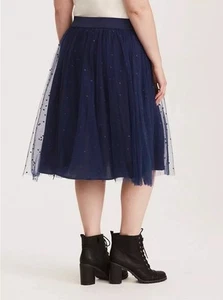 Torrid Mesh Skirt Women 3 (24) Blue Midi Swiss Dot Tulle Skater Fairy Ballet - Picture 1 of 5