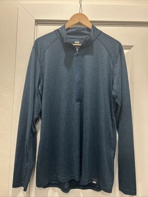 Pullover REI Co-Op para hombre talla grande manga larga 1/2 cremallera azul Foto 1 de 4