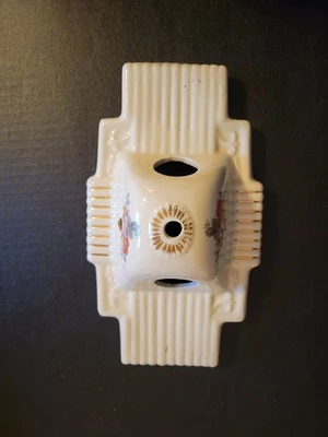 Винтажный фарфоровый потолочный светильник с двумя 2 лампочками двойные цветы ар-деко - Изображение 1 из 4