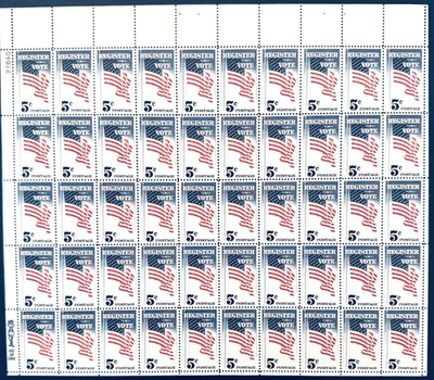 SoCo Stamps -US Sc #1249- Register and Vote 5¢ Sheet MNH - Image 1 of 2