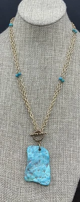 Barse Convertible Toggle Slice  Necklace- Turquoise- Bronze-NWT - Image 1 of 4