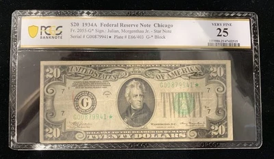 FR.2055-G* $20 FRB Chicago 1934A STAR PCGS 25 947478-68 - Image 1 of 3