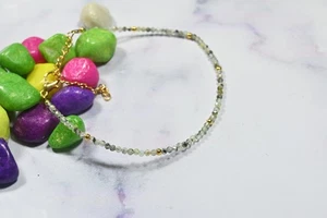 Hermosa pulsera de 6-8" con cuentas redondas facetadas de rutilo verde natural para mujer - Imagen 1 de 9