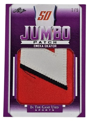 2022 Leaf In The Game Used Sports Emeka Okafor GU Jersey Patch Purple #'d 1/5 - Image 1 of 2
