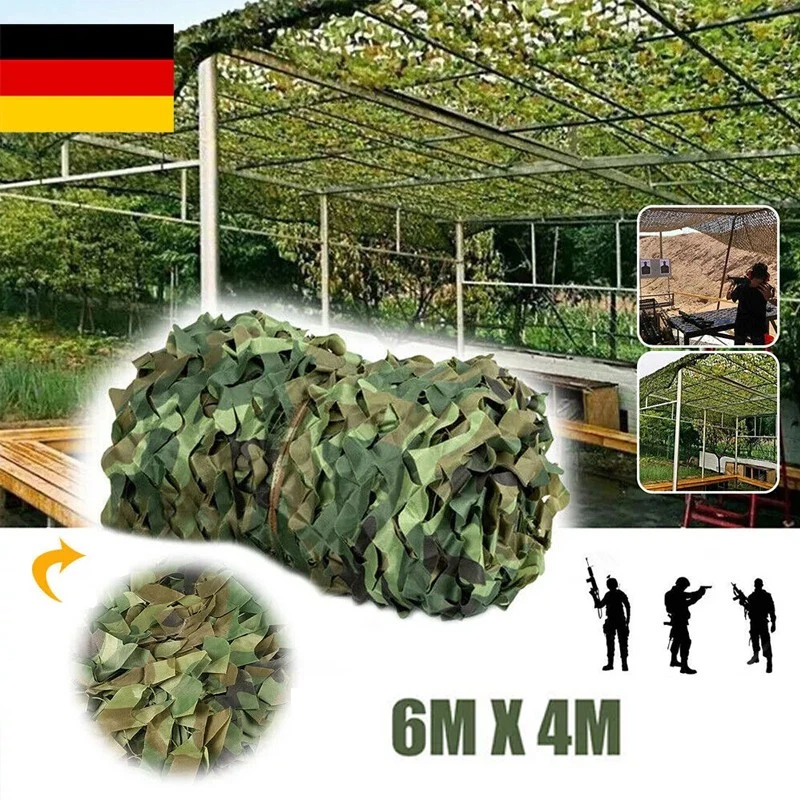 4x 6m Tarnnetz Wasserdicht Schnell Trocknend Camouflage Jagd Netz für Jagen DHL - Bild 1 von 4