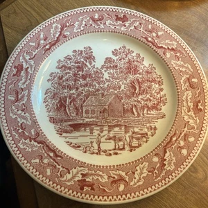 Vintage 1965 Royal Ironstone Memory Lane Red & White Dinner Plate 10” 1965 - Picture 1 of 2