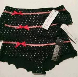 Panties Woman Poka Dot underwears Size Small color Black and Silver - Picture 1 of 4