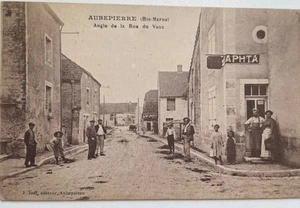 Aubepierre Angle de la Rue Vaux 1910s Litho Postcard Street Life Manure France - Picture 1 of 3
