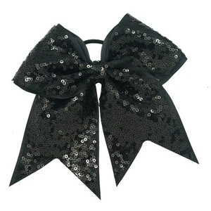 8 Inch Full Sequin Bling Cheer Hair Bow with  Elastic Band Cheerleading CB005 - Picture 1 of 22