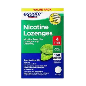 Equate Nicotine Polacrilex Lozenges, Stop Smoking Aid, Mint Flavor, 4 mg, 168 Ct - Picture 1 of 13