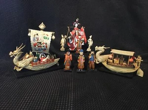 Vintage Japanese Celluoid Seven Lucky Gods Dragon Boat & Geisha Boat & Figures - Picture 1 of 24