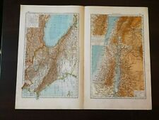 VINTAGE MAPS-PAGE 150&151 ANDREE WORLD ATLAS -CAUCASIAN COUNTRIES,PALESTINE-1914