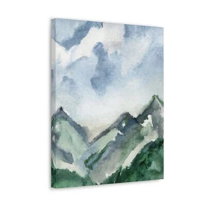 Wall Art Decor - Canvas Print Artwork - Green Mountainside Nature Landscape Blue - Picture 1 of 10