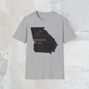 Columbus GA Map T-Shirt, Unisex Casual Tee, Georgia Gift, Travel Souvenir - Picture 1 of 22