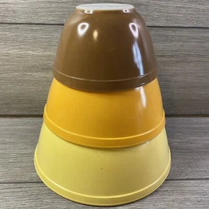 Pyrex Mixing Bowl Set Brown 401 Orange 402 Yellow 403 3 Bowls Corning Vintage - Picture 1 of 12