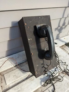 Vintage/Antik Western elektrisches Feldtelefon Lineman Tester Holz Handkurbel - Bild 1 von 4