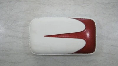 White leather red  vinyl P Pad Passenger Seat Harley chopper Bobber Motorcycle - Image 1 of 4