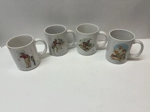 Vintage Set Of 4 Norman Rockwell Coffee Cups 1987 - Picture 1 of 7