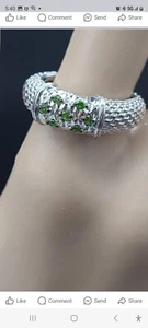 Russian Chrome Diopside ring set in Platinum Over 925 silver Size 8 - Picture 1 of 8